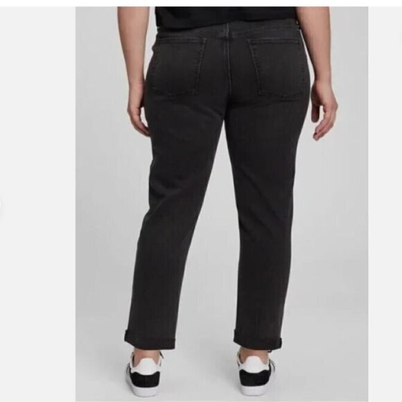 GAP Mid-Rise Black Wash 90's Girlfriend Size 32/14 LONG Jeans MSRP $80 Size 14T - Picture 7 of 7